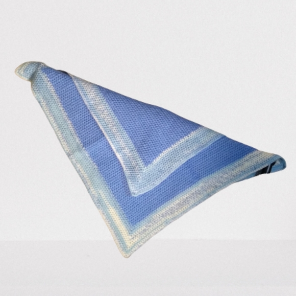 Artisan Handmade Crocheted Crochet Baby Blanket Blue White - Picture 2 of 11